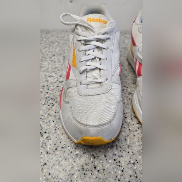 White Sneakers with Pink and Yellow Reebok Royal Bridge 2.0 Classics S 8.5 - Picture 2 of 9